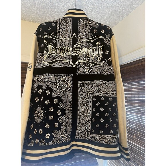 Dogg Supply Snoop Dogg Varsity Jacket 2XL Bandana Black White Hip Hop - Picture 2 of 9